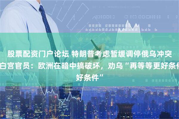 股票配资门户论坛 特朗普考虑暂缓调停俄乌冲突，白宫官员：欧洲在暗中搞破坏，劝乌“再等等更好条件”